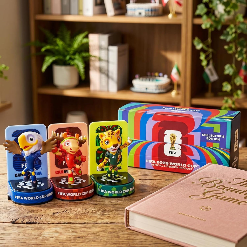 Official World Cup 2026 Merchandise Mascot Figurines Set, Limited Edition World Cup Merch Souvenirs, 3Pack Collectible Soccer Statues in Display Case, Football Fan Gift & World Cup Memorabilia (6cm-A)